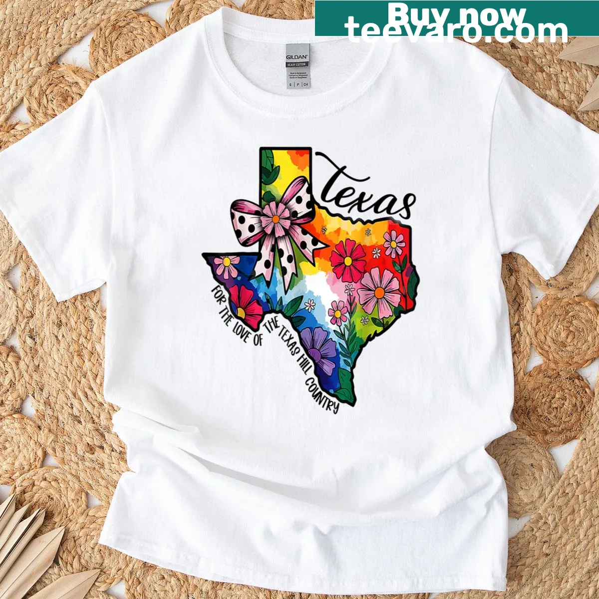 Vintage-style t-shirt with Texas Hill Country support graphic — on a men's t-shirt