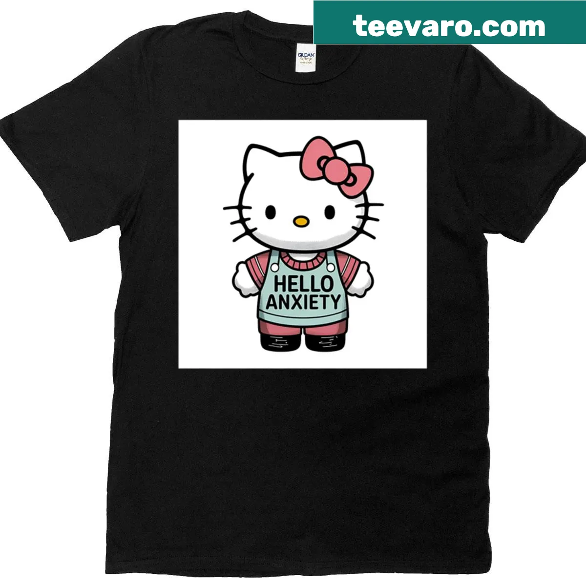 Cute T-shirt with a kitty design and 'Hello' text — on a men's t-shirt
