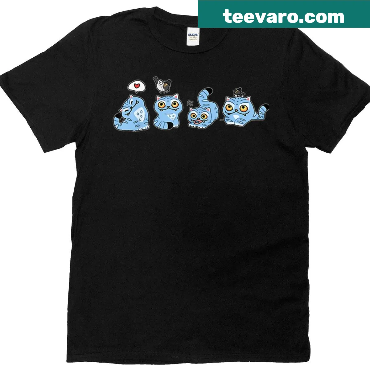 Cartoon tigers as demon hunters graphic on oversized t-shirt — on a men's t-shirt