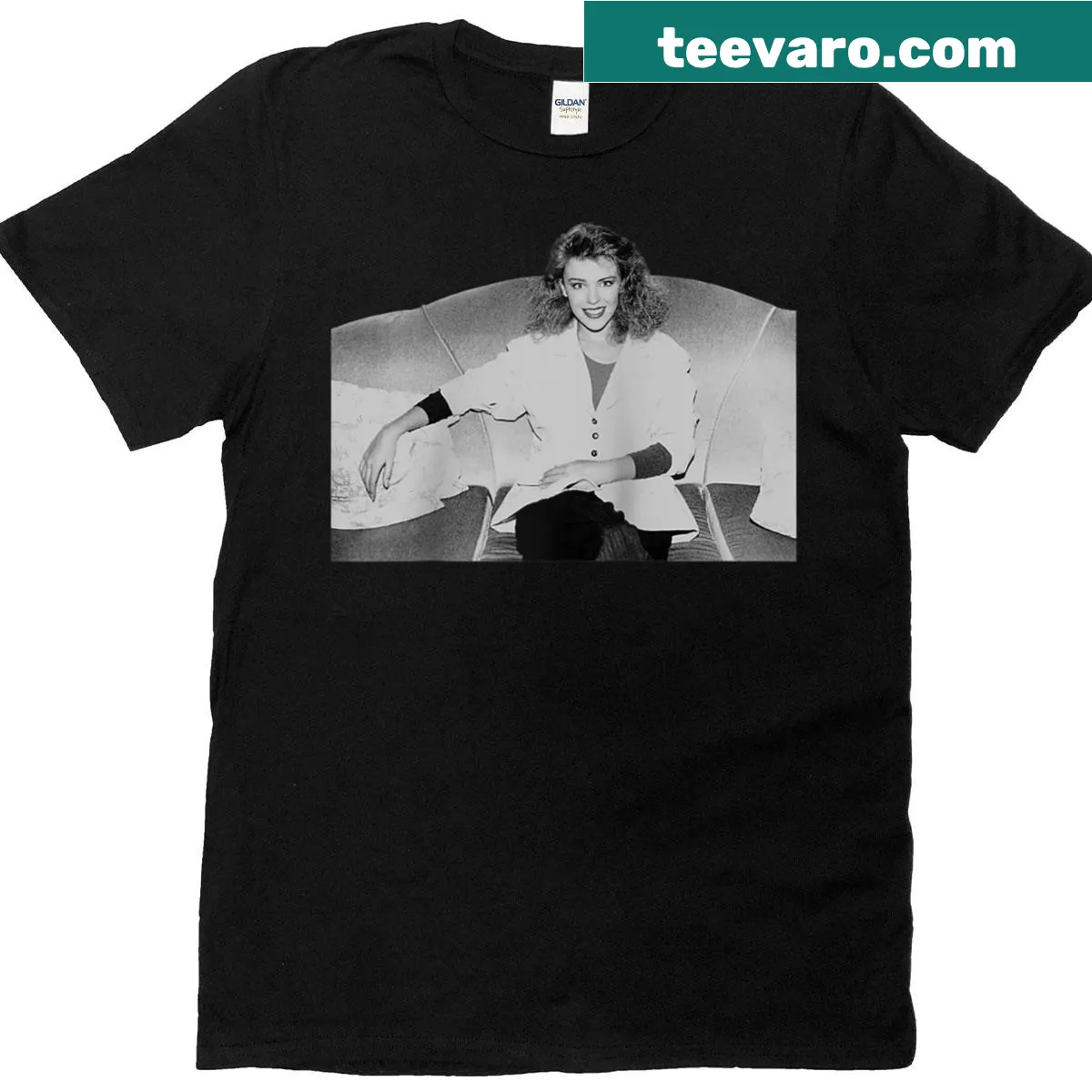 Vintage raglan tee featuring Kylie Minogue as a pop star — on a men's t-shirt