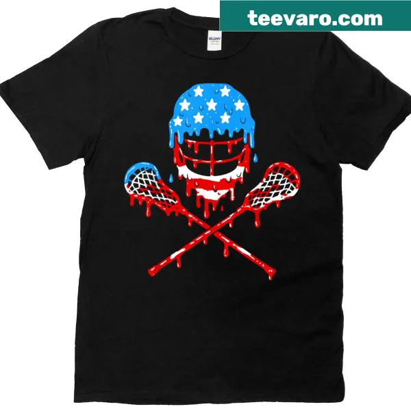 Lacrosse T-shirt featuring ice cream helmet and American flag