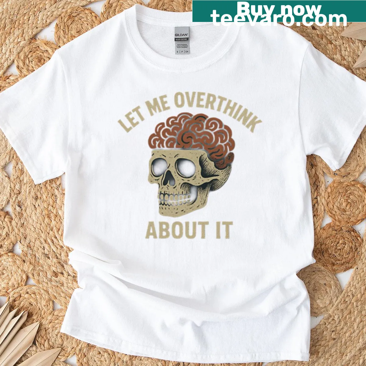T-shirt featuring the phrase 'Let Me Overthink About It' in a humorous style — on a men's t-shirt