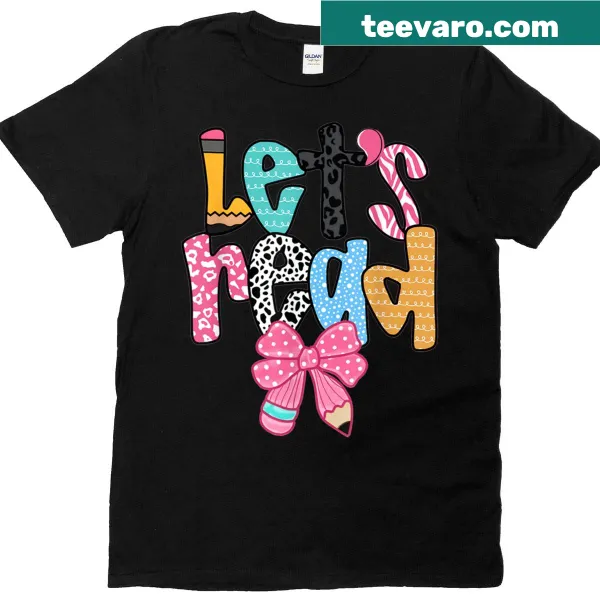 Reading teacher t-shirt with pencil and bow graphic
