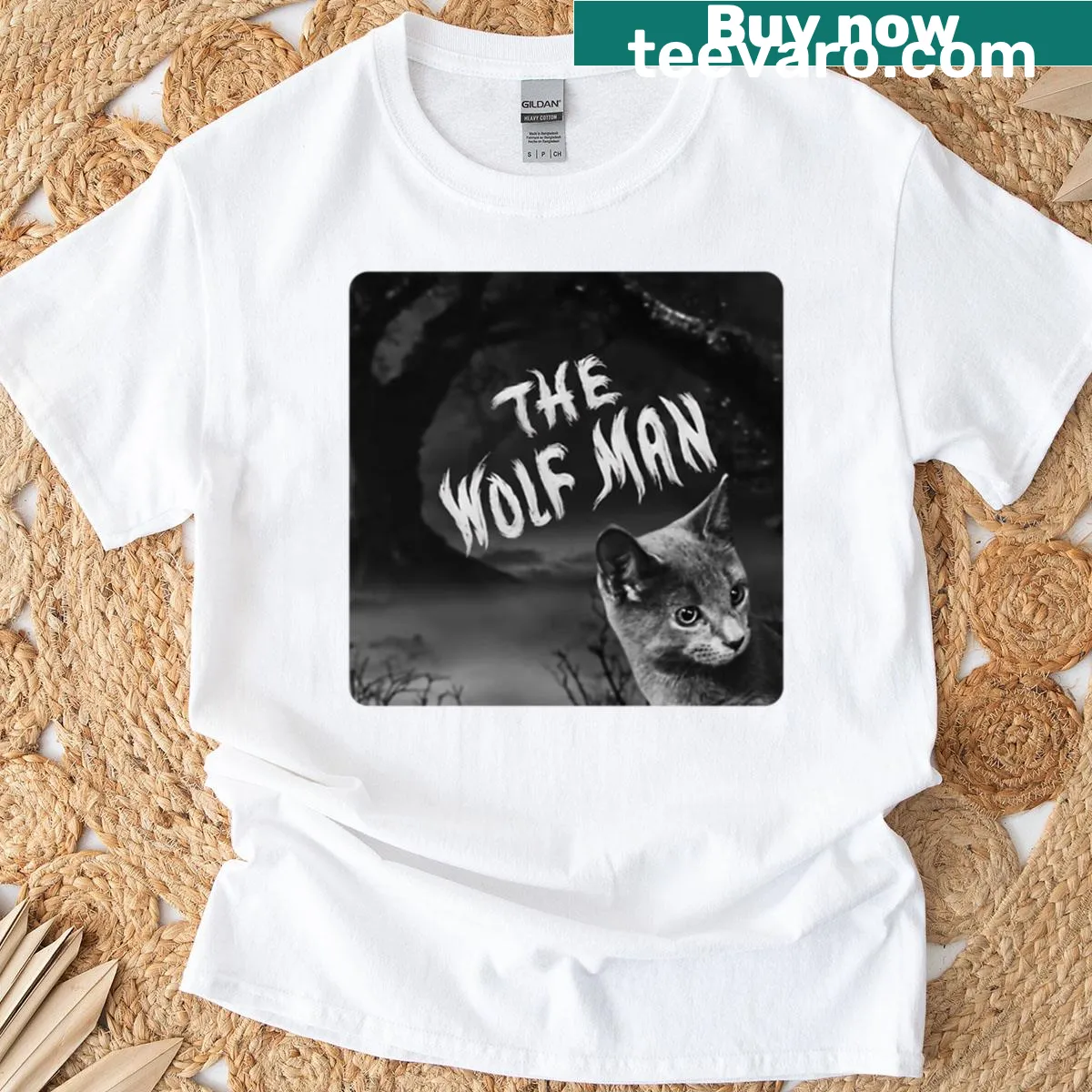 Lonnie The Wolf Man T-shirt with whimsical graphic — on a men's t-shirt
