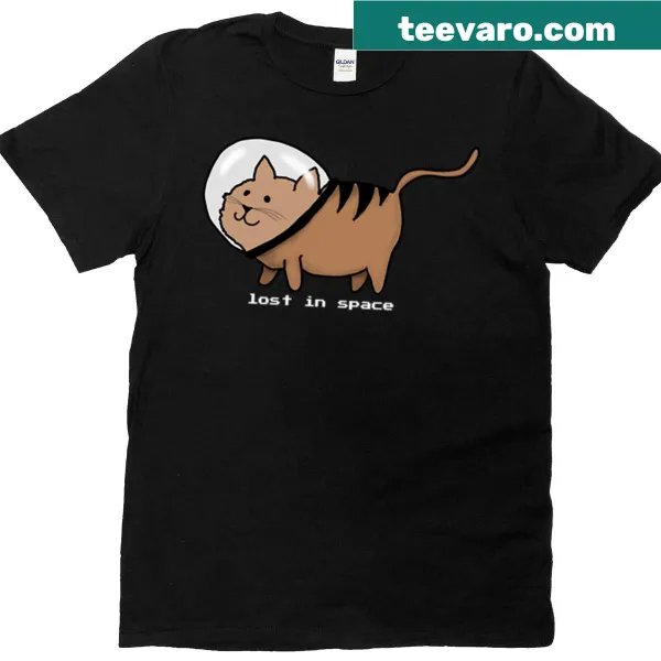 Illustration of a cat lost in space on a premium t-shirt