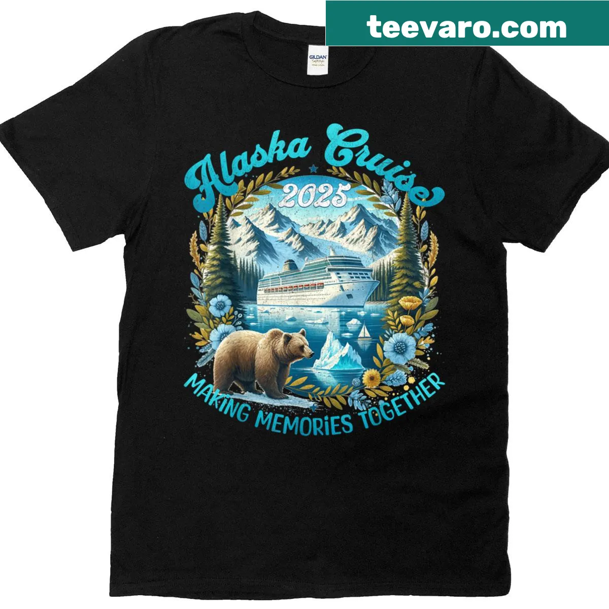 T-shirt commemorating family cruise to Alaska 2025 — on a men's t-shirt