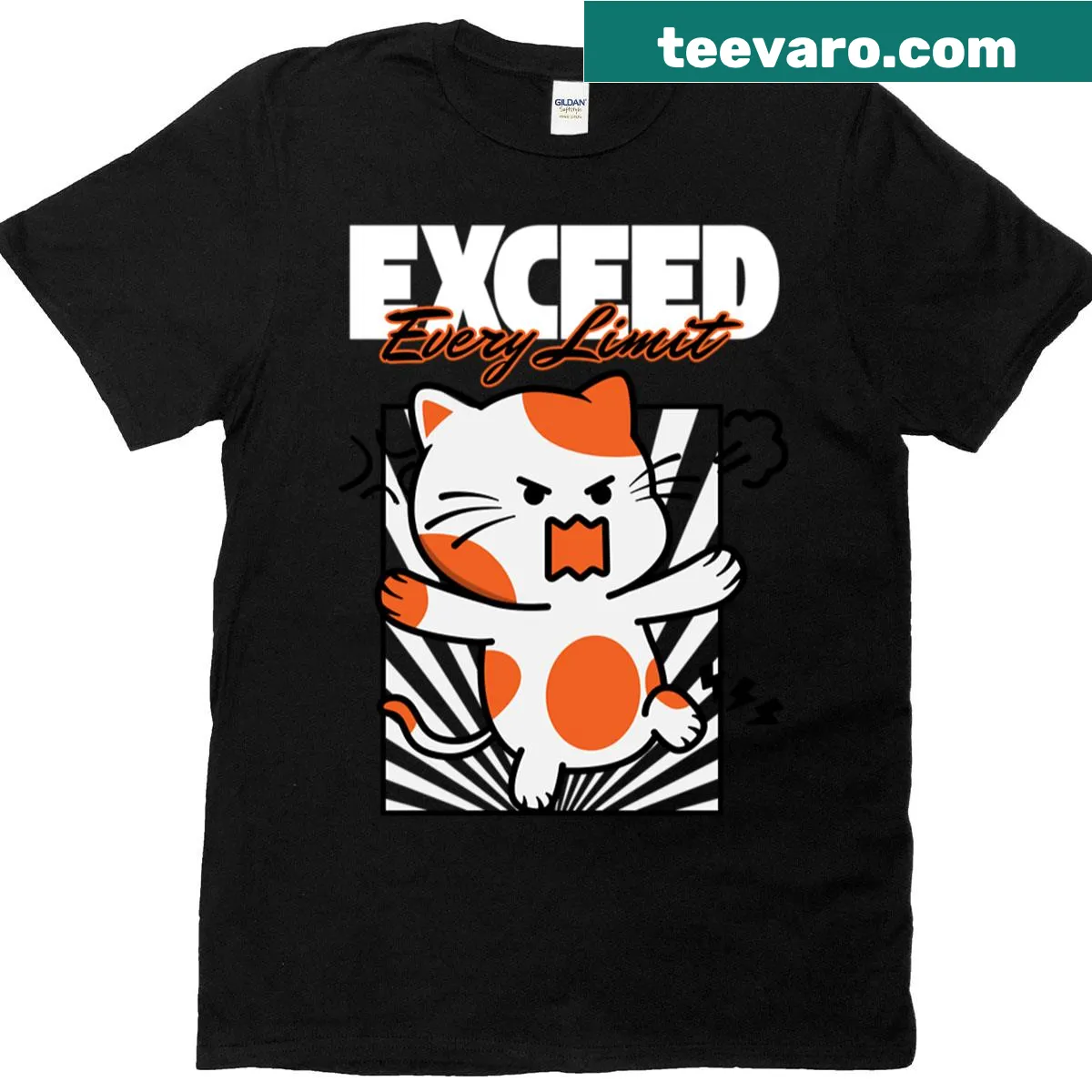 Inspirational orange cat graphic T-shirt — on a men's t-shirt