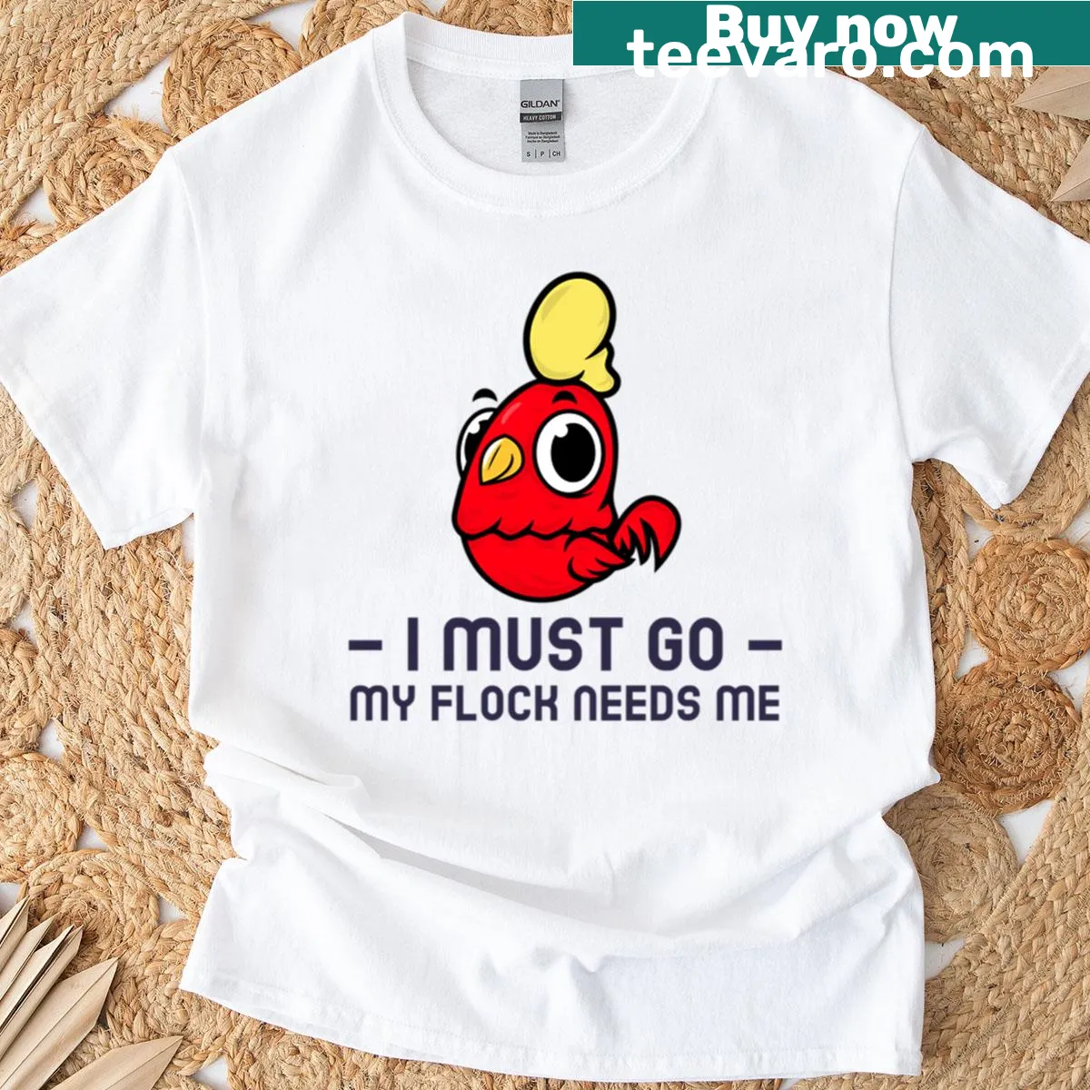 Playful typography stating 'My Flock Needs Me.' — on a men's t-shirt