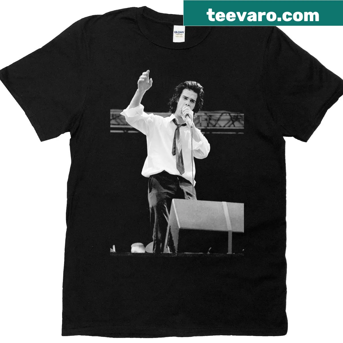 Commemorative T-shirt featuring Nick Cave and The Bad Seeds at the Reading Festival 1990 — on a men's t-shirt