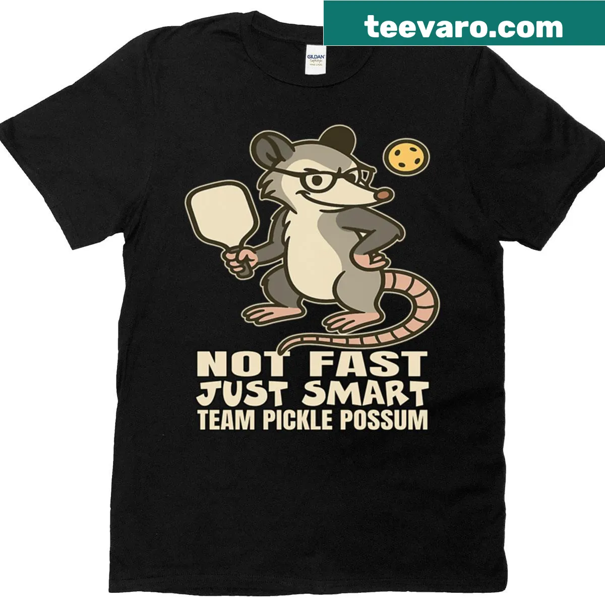 Funny t-shirt with the phrase 'Not Fast Just Smart' related to pickleball. — on a men's t-shirt
