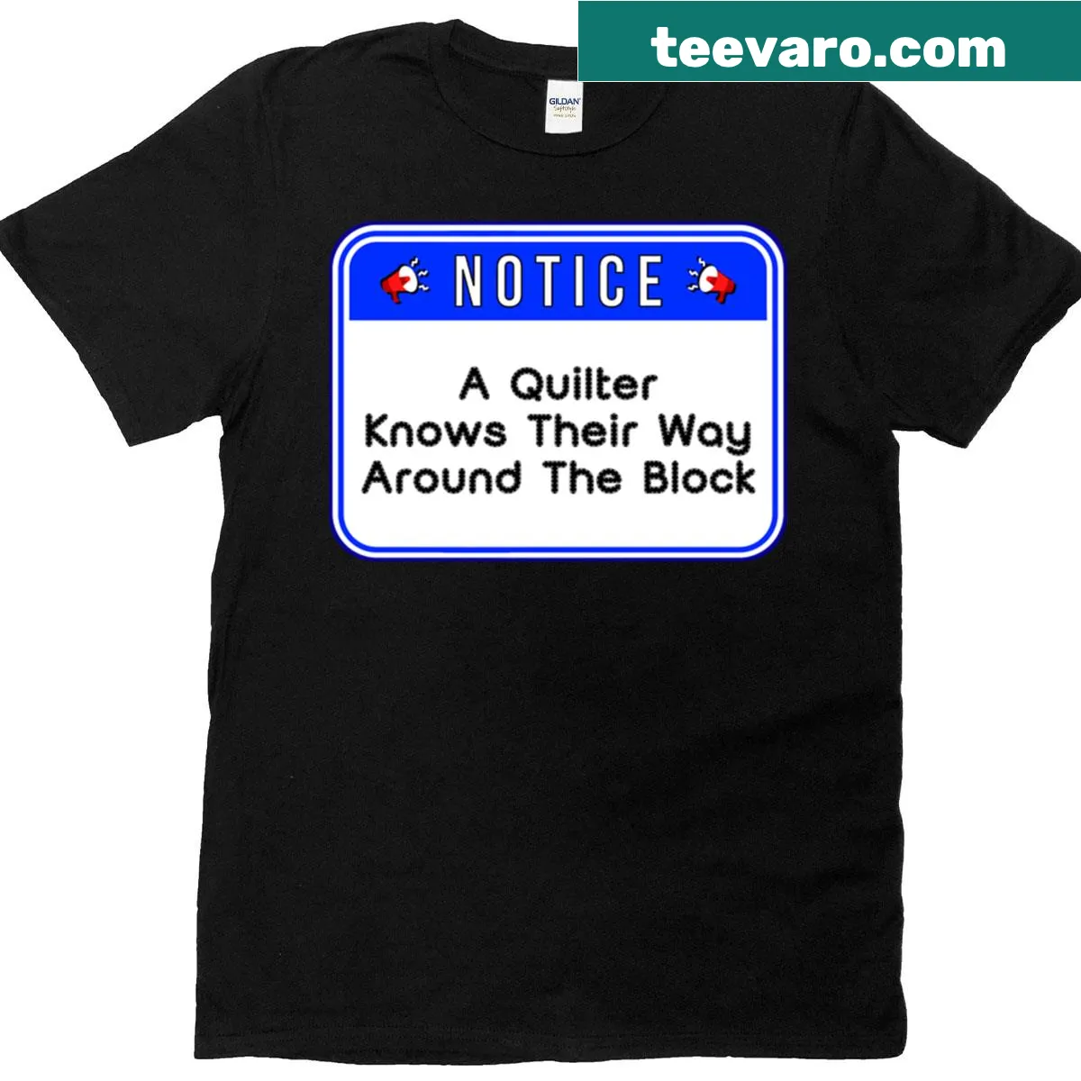 Fun text graphic about quilting on an oversized t-shirt — on a men's t-shirt