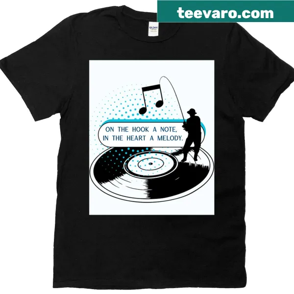 T-shirt featuring musical notes flowing into a heart design