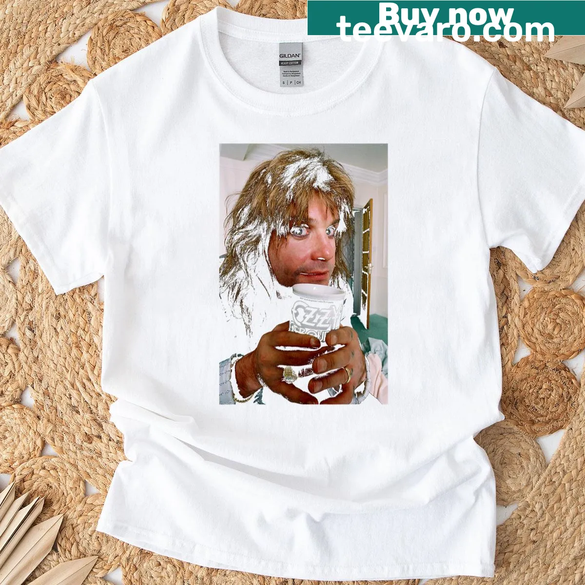 Graphic of Ozzy Osbourne as Prince of Darkness on a t-shirt — on a men's t-shirt