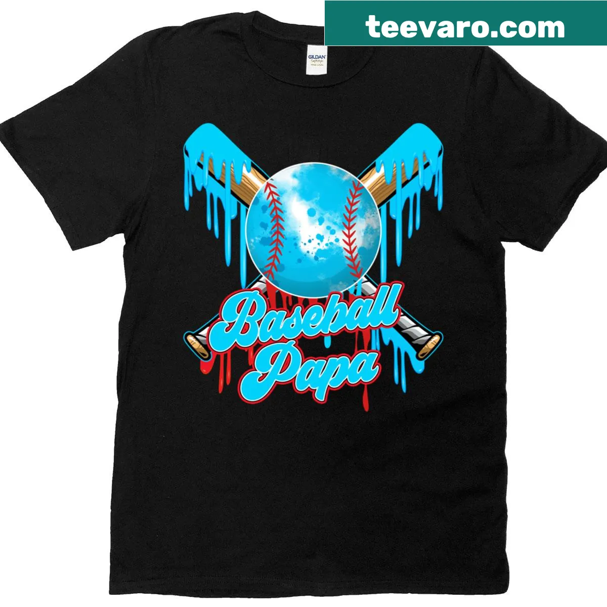 Birthday t-shirt for Papa with baseball and ice cream design — on a men's t-shirt