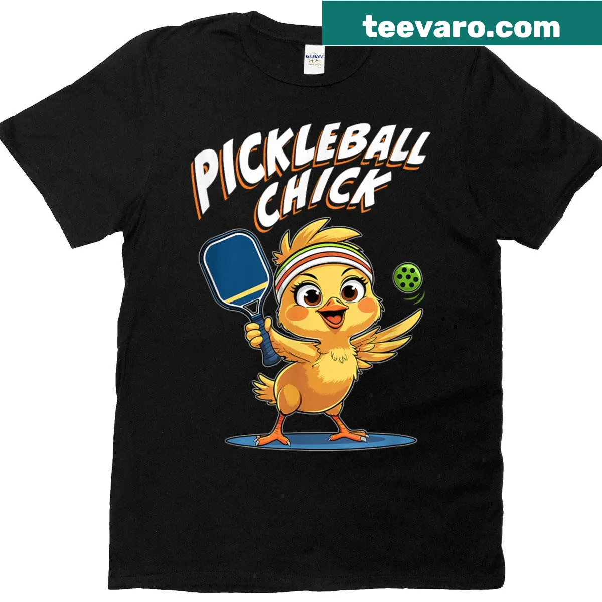 Cute graphic T-shirt for women featuring Pickleball theme — on a men's t-shirt