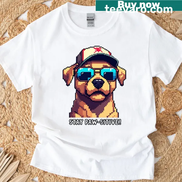 Cartoon-style t-shirt featuring a pixelated dog with an attitude