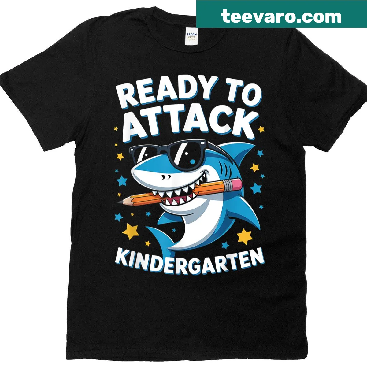 Shark graphic with the words 'Ready For Kindergarten' on a boys' t-shirt. — on a men's t-shirt