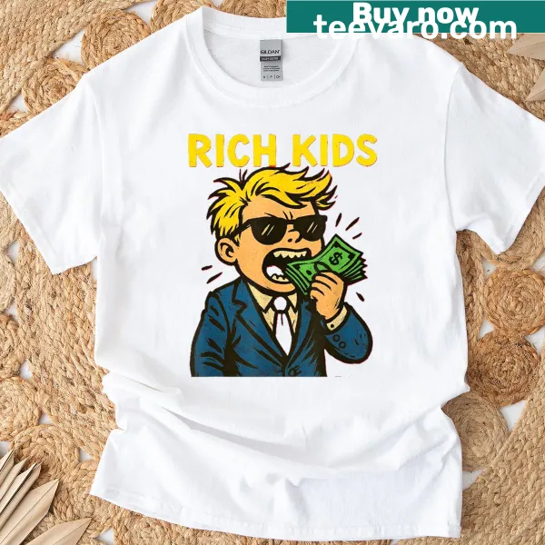 Funny 'Rich Kids' graphic T-shirt with playful text