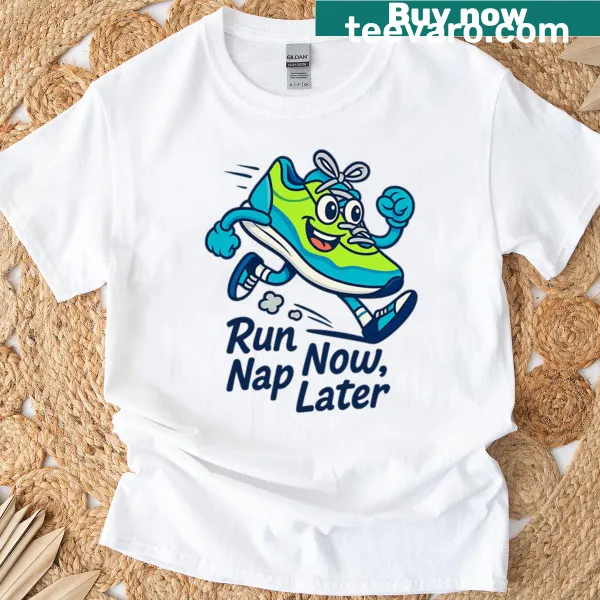 Playful typography graphic on an oversized T-shirt.