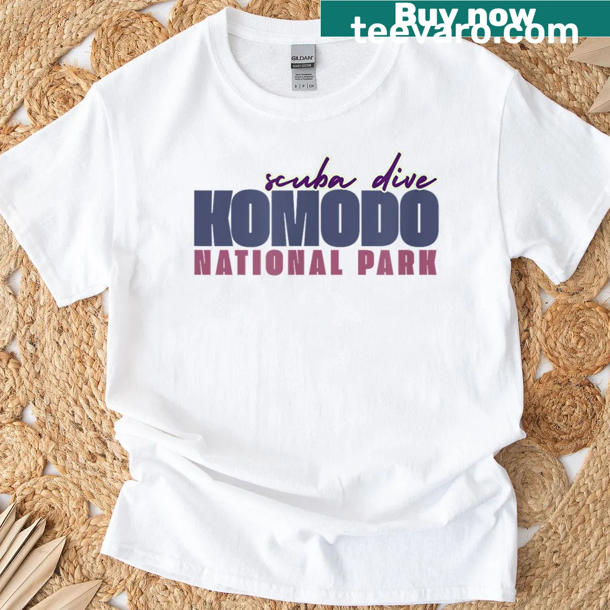 T-shirt celebrating scuba diving and marine life in Komodo — on a men's t-shirt