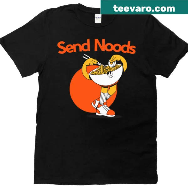 Cartoon ramen bowl T-shirt with humorous noodle phrase