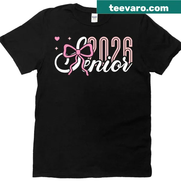 Graduation T-shirt with pink bow design and 'Senior 2026' text