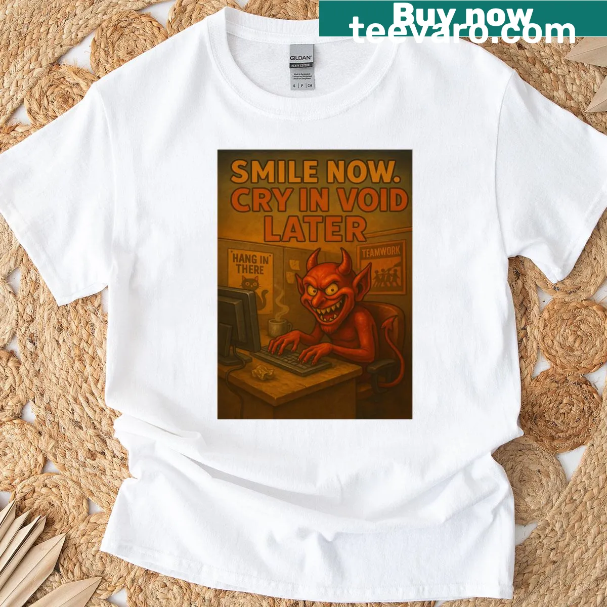Bold text graphic with humorous message about life on a T-shirt — on a men's t-shirt