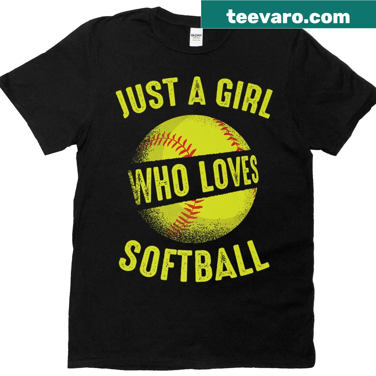 Empowering graphic T-shirt celebrating softball players with 'Just A Girl' text — on a men's t-shirt