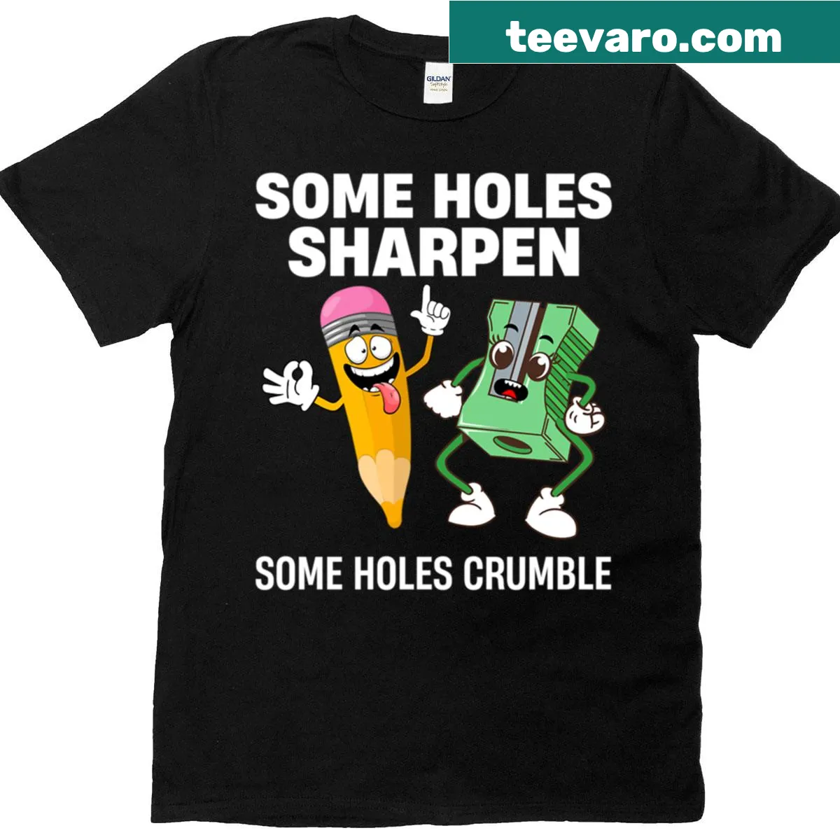 Funny cartoon graphic on a school-themed t-shirt for students — on a men's t-shirt