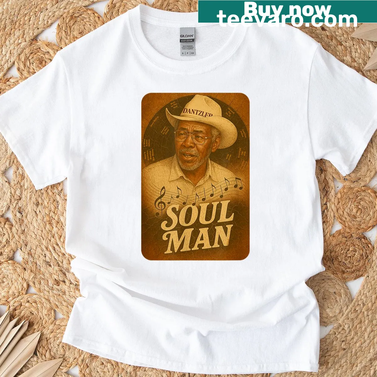 Soul Man Dantzler graphic on a casual music-themed t-shirt — on a men's t-shirt