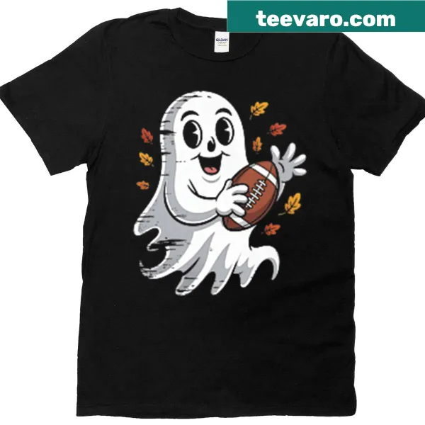 Raglan baseball tee featuring a spooky ghost in a football jersey