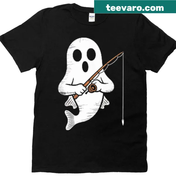 Raglan baseball tee featuring a spooky ghost dressed as a fisherman