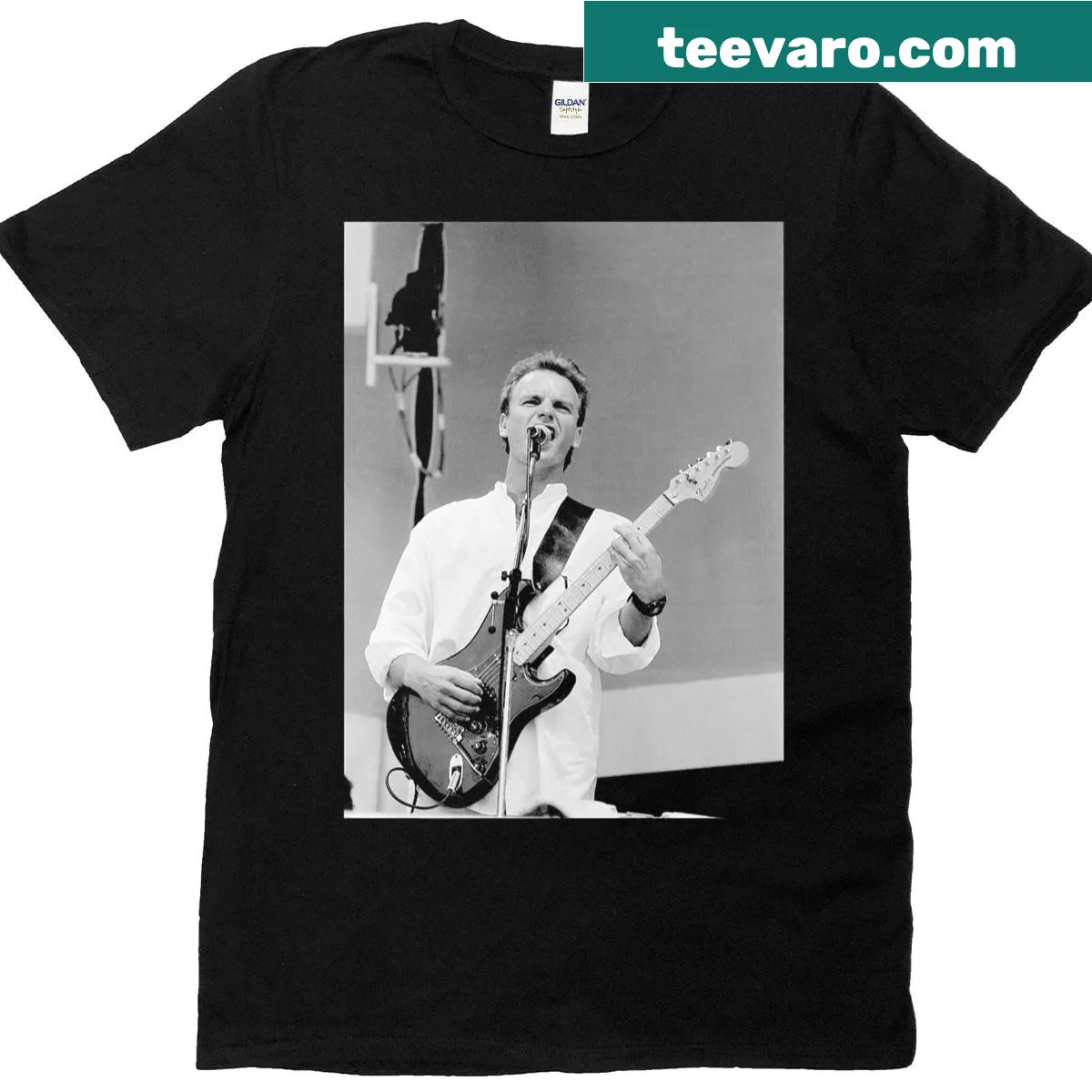 Sting Live Aid T-shirt featuring The Police — on a men's t-shirt