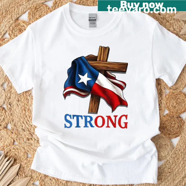 Texas flag and cross design on a pride T-shirt.