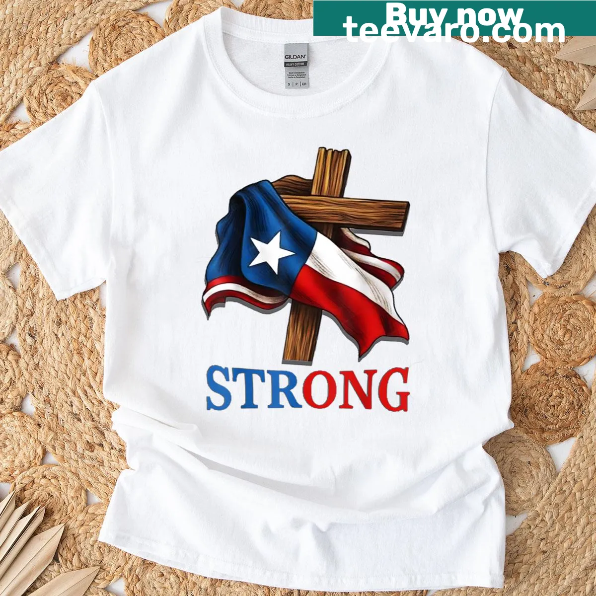 Texas flag and cross design on a pride T-shirt. — on a men's t-shirt