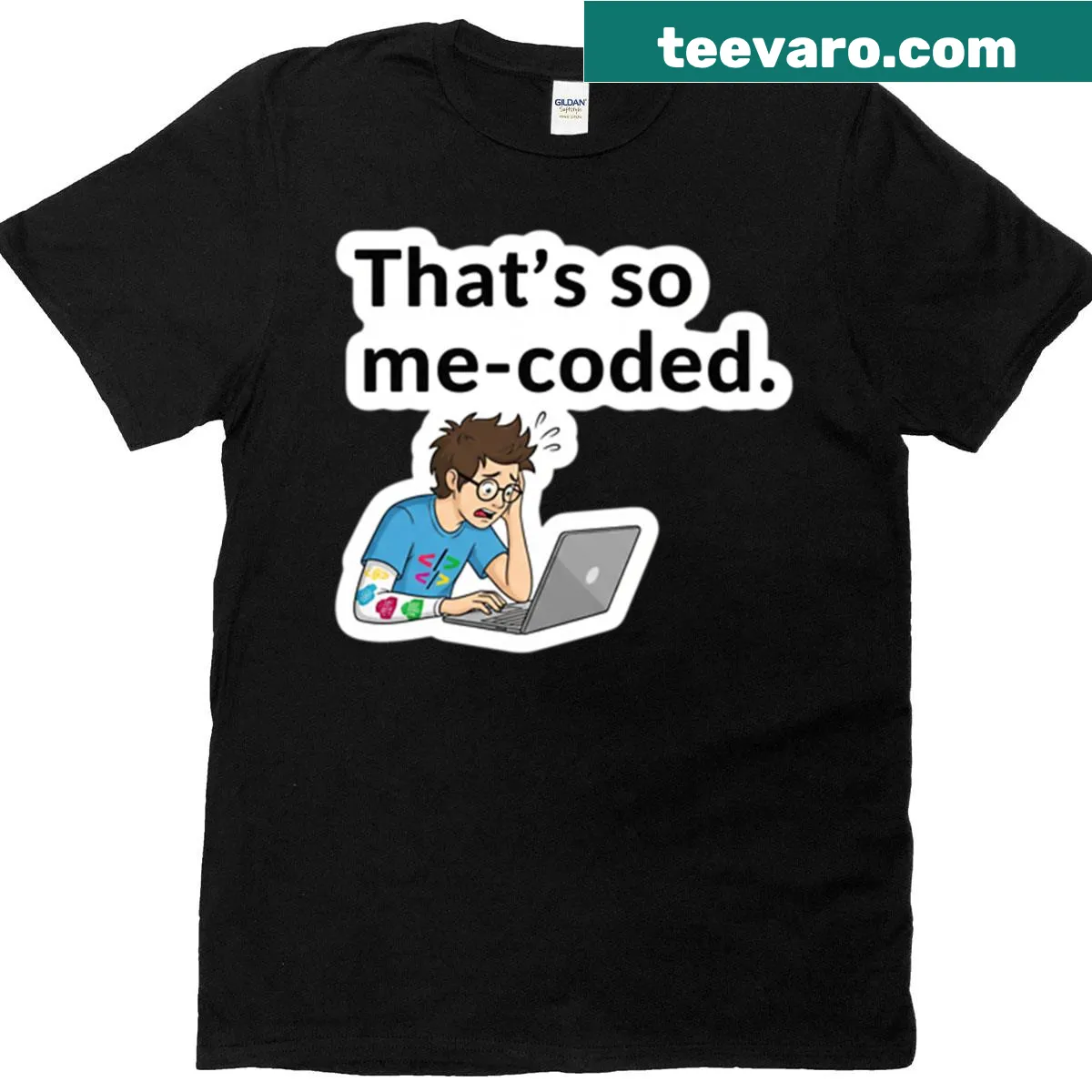 T-shirt displaying the phrase 'That's So Me-coded' in a fun font — on a men's t-shirt