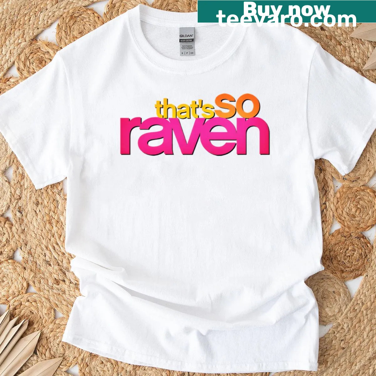 Vintage-style T-shirt featuring 'That's So Raven' text — on a men's t-shirt