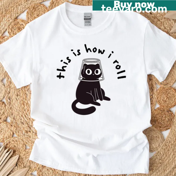 Illustration of a rolling black cat with text This Is How I Roll