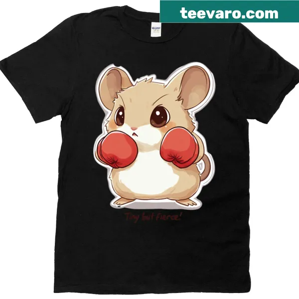 Illustration of a fierce hamster on a T-shirt.