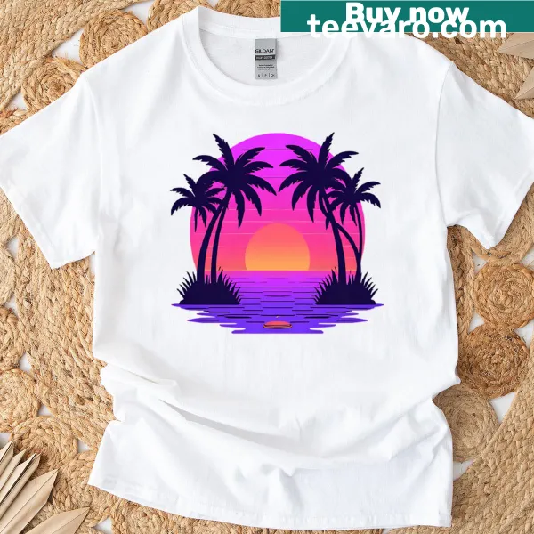 Retro vaporwave jungle design for a T-shirt