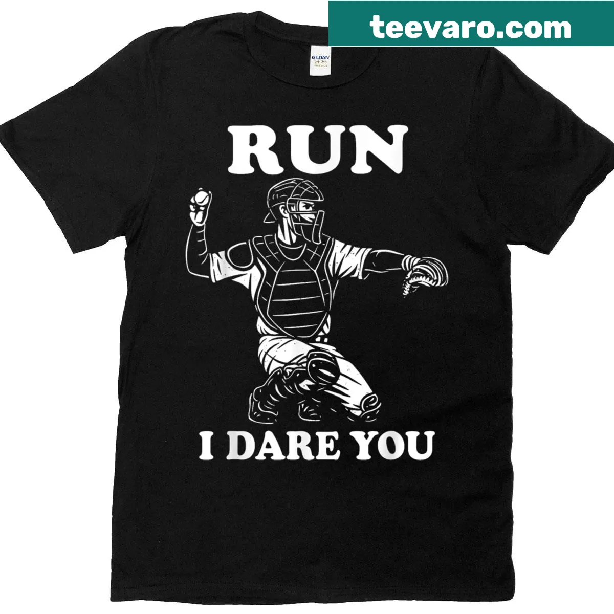 Vintage shirt with 'Run Steal I Dare You' for baseball fans — on a men's t-shirt