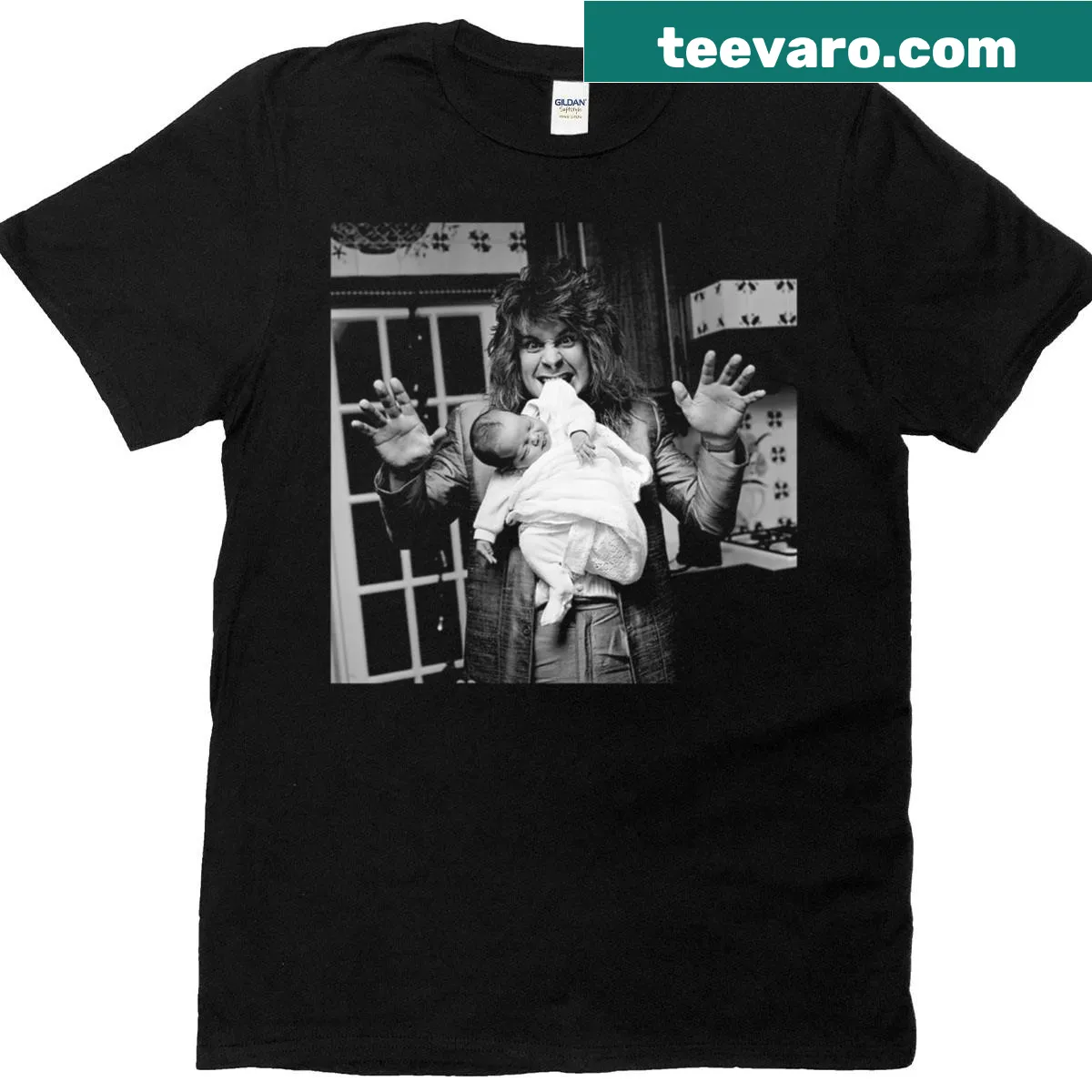 Vintage-style Ozzy Osbourne Baby Jack t-shirt for women — on a men's t-shirt