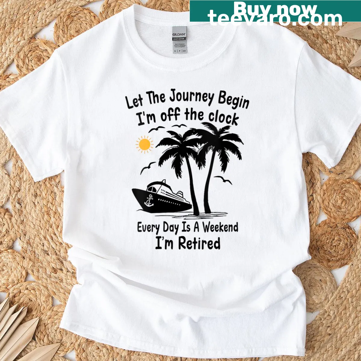 Funny retirement t-shirt with playful text about new adventures — on a men's t-shirt
