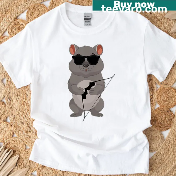 Funny wombat cartoon T-shirt featuring a wombat in sunglasses.