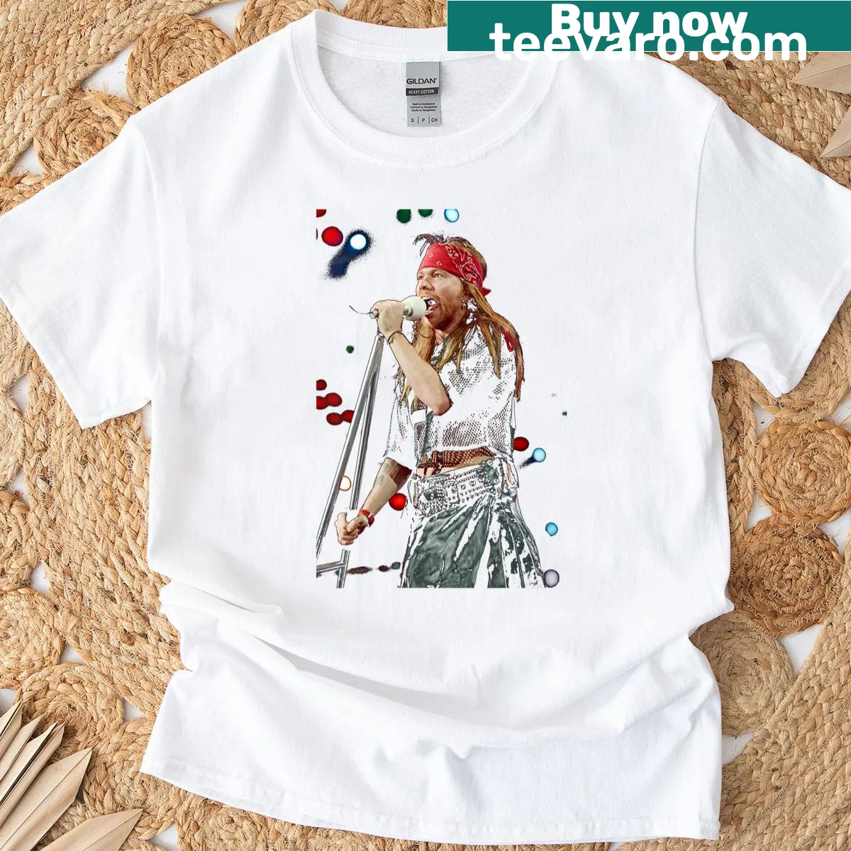 Tribute T-shirt featuring Guns N' Roses and Axl Rose graphic. — on a men's t-shirt