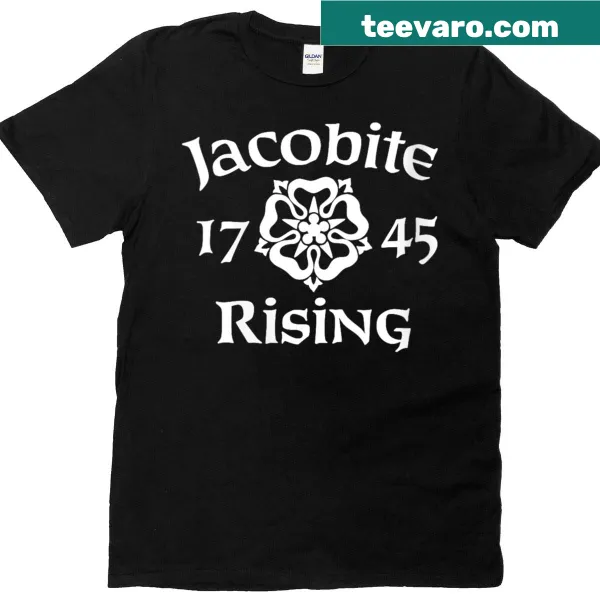 Illustrative graphic t-shirt featuring the white rose symbol from the Jacobite Rising