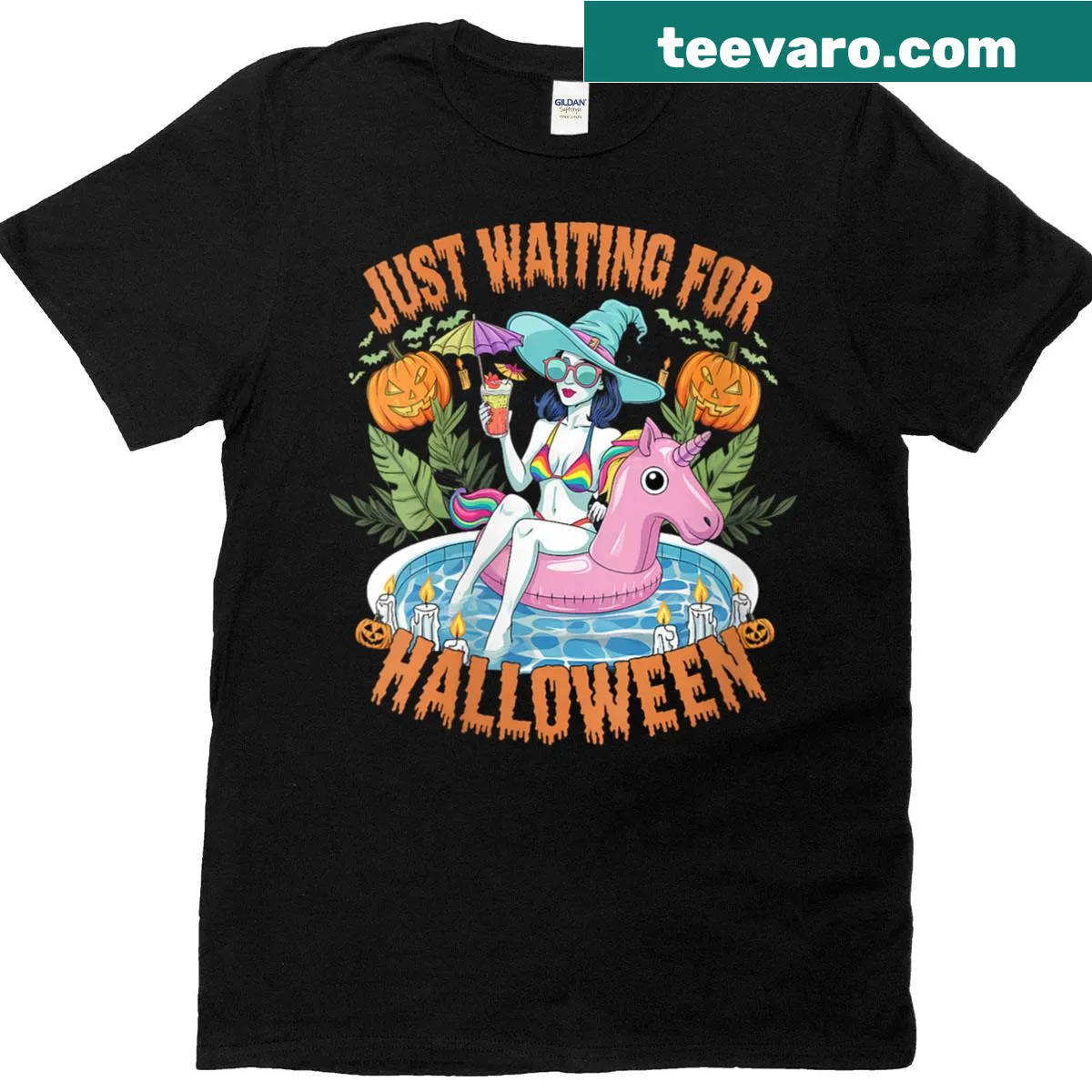 Whimsical Halloween t-shirt featuring a spooky goose illustration — on a men's t-shirt