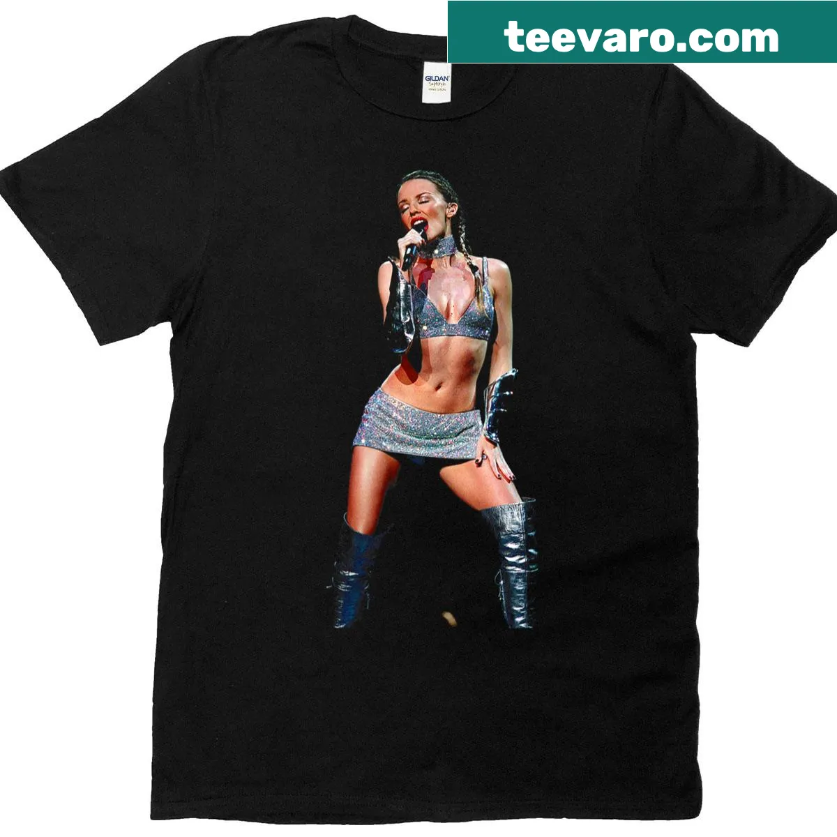 Womens T-shirt commemorating Kylie Minogue's live performance at KylieFever2002 — on a men's t-shirt