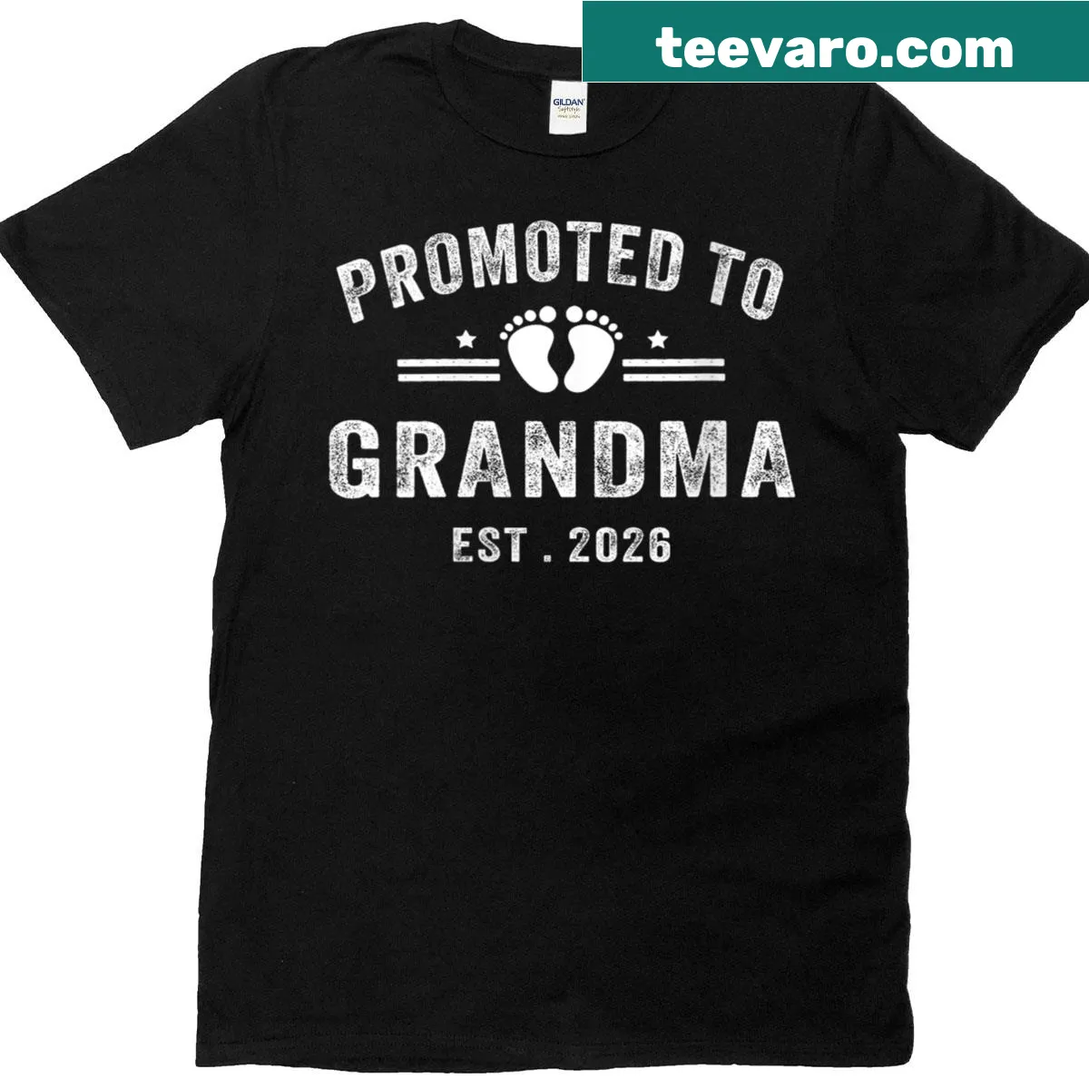 Womens T-shirt announcing promotion to grandma with date — on a men's t-shirt