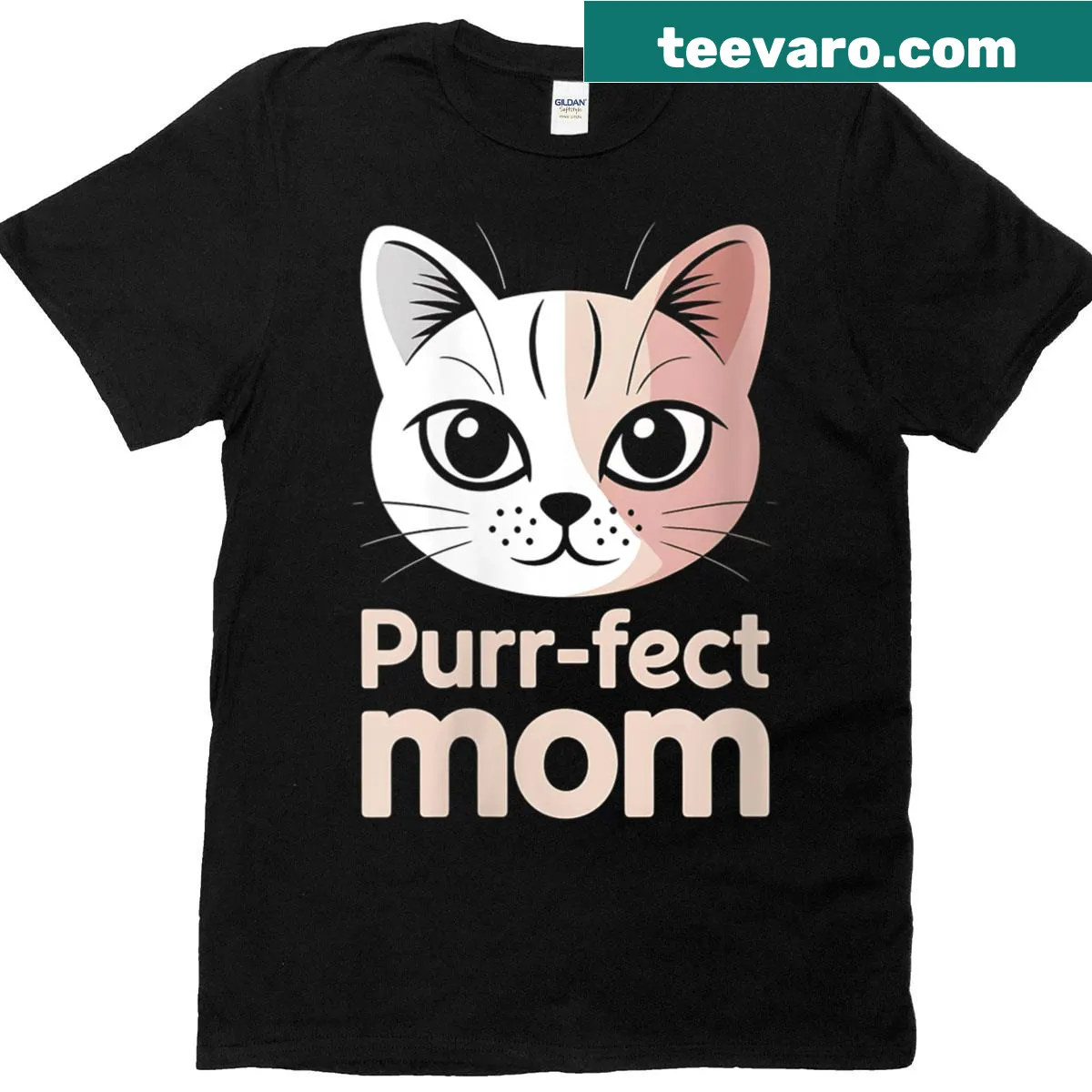 Cute cat mom t-shirt with an illustration of a cat and text — on a men's t-shirt